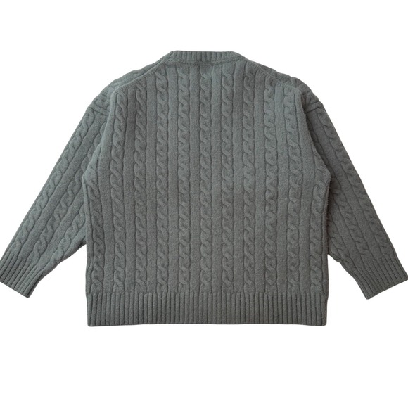 Aritzia Sunday Best Cable Knit Sweater  Merino Wool Green Old Money Sz Small - Picture 3 of 14